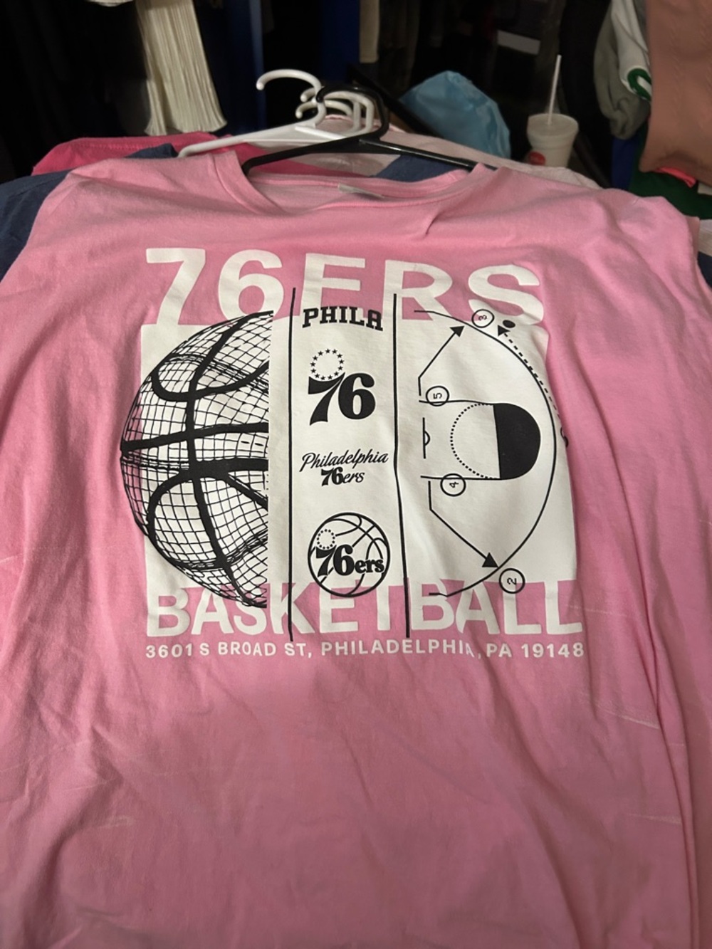Philadelphia 76ers Pink Basketball Graphic Tee